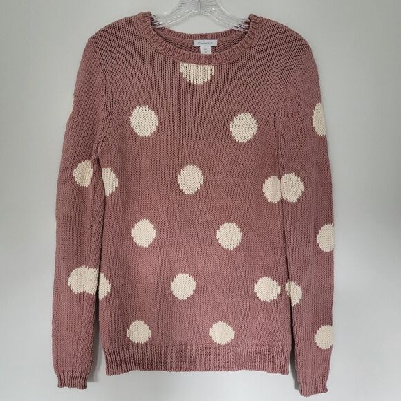 Garnet Hill Polka Dot Sweater Top Pink Size Small - Picture 2 of 11